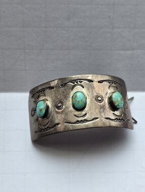 Vintage Turquoise Sterling Silver Hair Clip Barrette